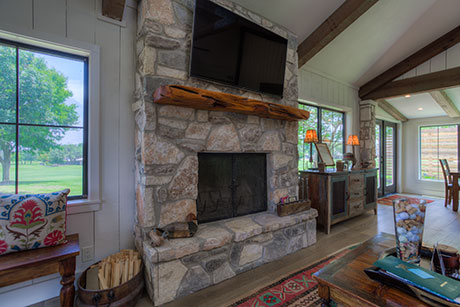 Cottage 4 Fireplace with 9th Fairway View